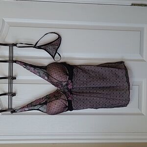 Black lace baby doll lingerie